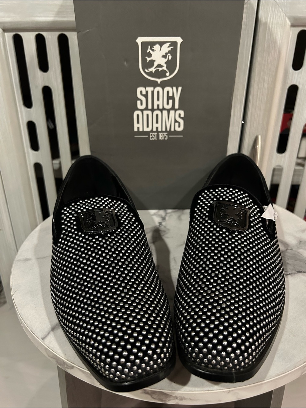 Stacy Adams Black Studded Slip-On Loafers